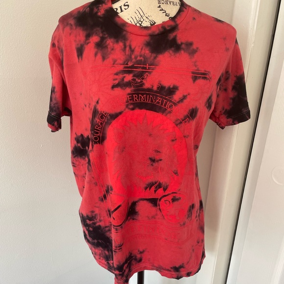 Harry Potter Tops - Bleach Tye Dye Harry Potter Gryffindor Red Card Wash Tee